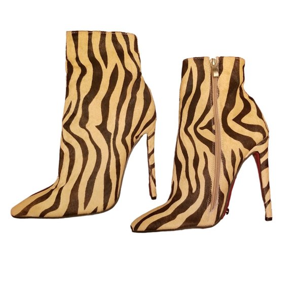 EUC | Women | Stiletto Ankle Booties | Zebra Animal Print | Calf Hair | Size: 10 - Picture 6 of 16